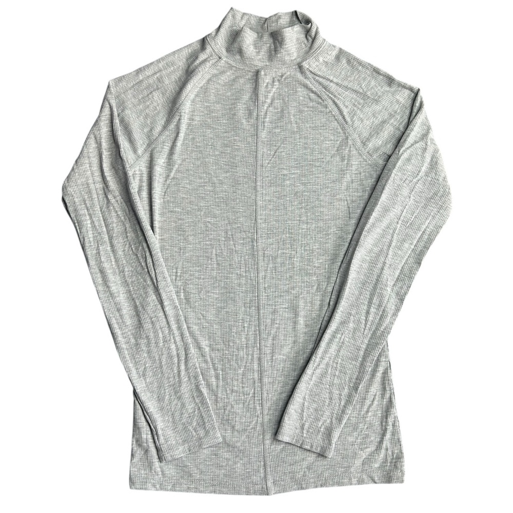 Yogalicious‎ Heavenly Rib Mock Neck Long Sleeve Top Gray Size XS
